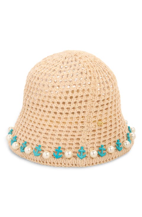 Maya Faux Pearl and Anchor Crochet Bucket Hat