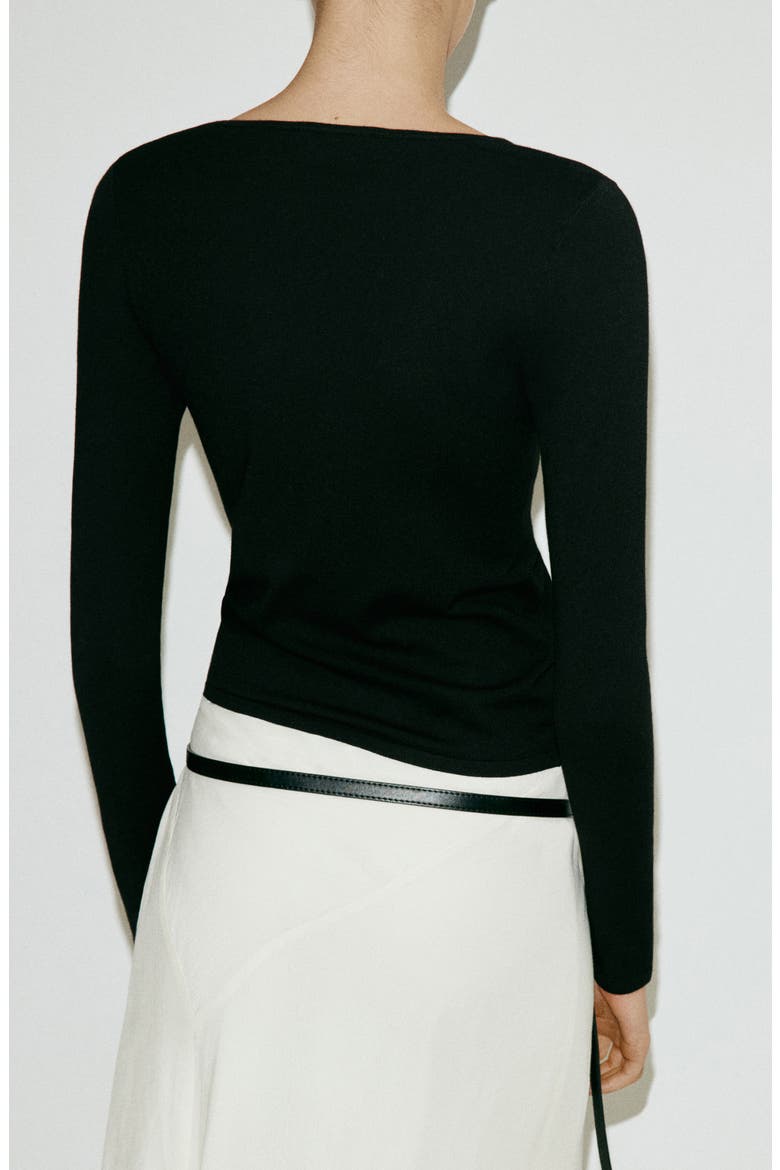 Fitted Boat Neck Sweater, Alternate, color, BLACK