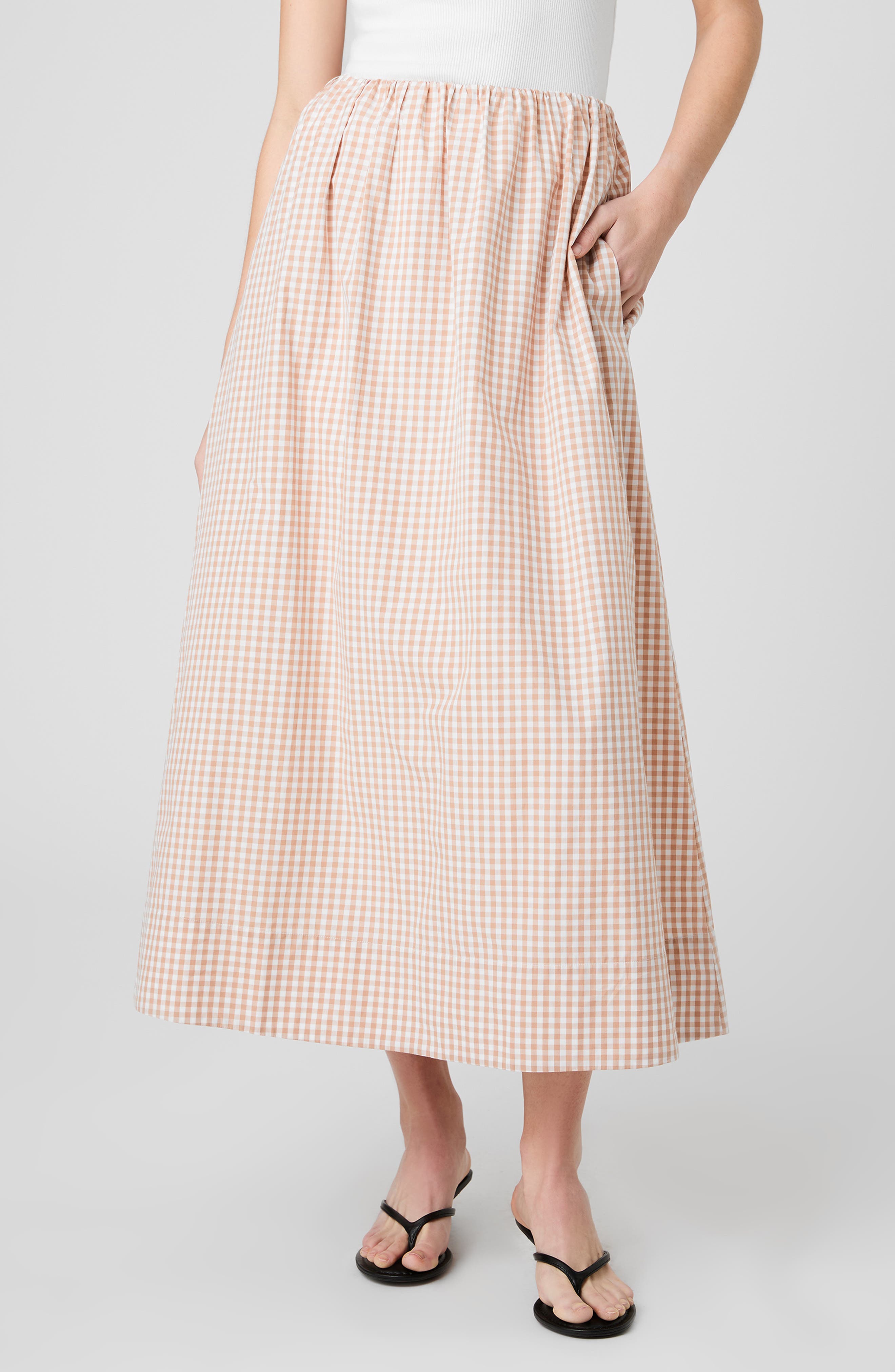 selected PETITE GINGHAM ALMOND NUDE