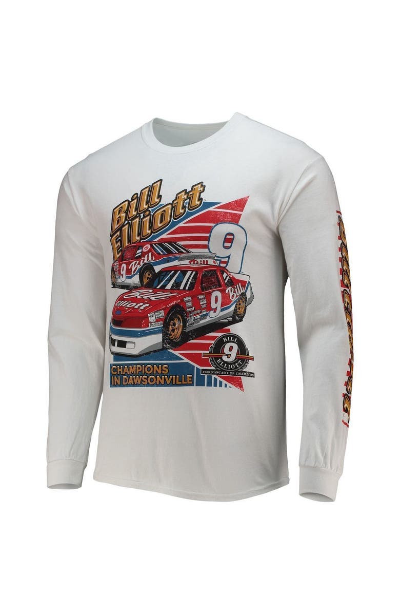 CHECKERED FLAG Men's Checkered Flag White Bill Elliott 2-Spot Long Sleeve T-Shirt, Alternate, color, White
