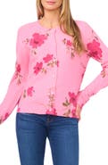 CeCe Blossom Print Crewneck Cardigan