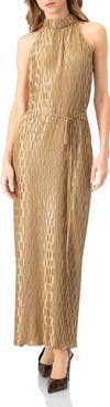 IVONNE Pleated  Halter-Neck Long Dress