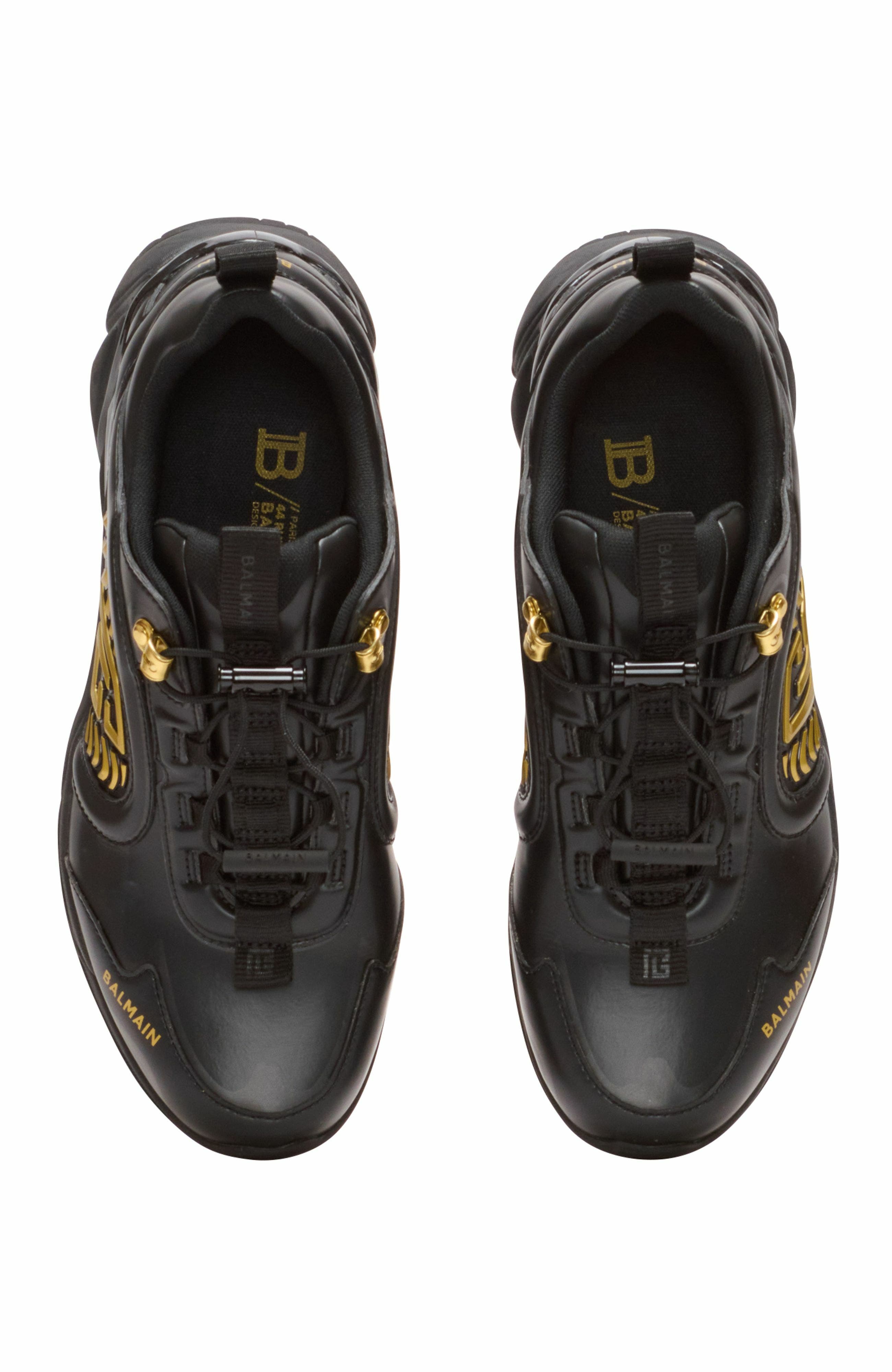 Balmain Cosmic Dust Glazed Leather Trainers, Alternate, color, 