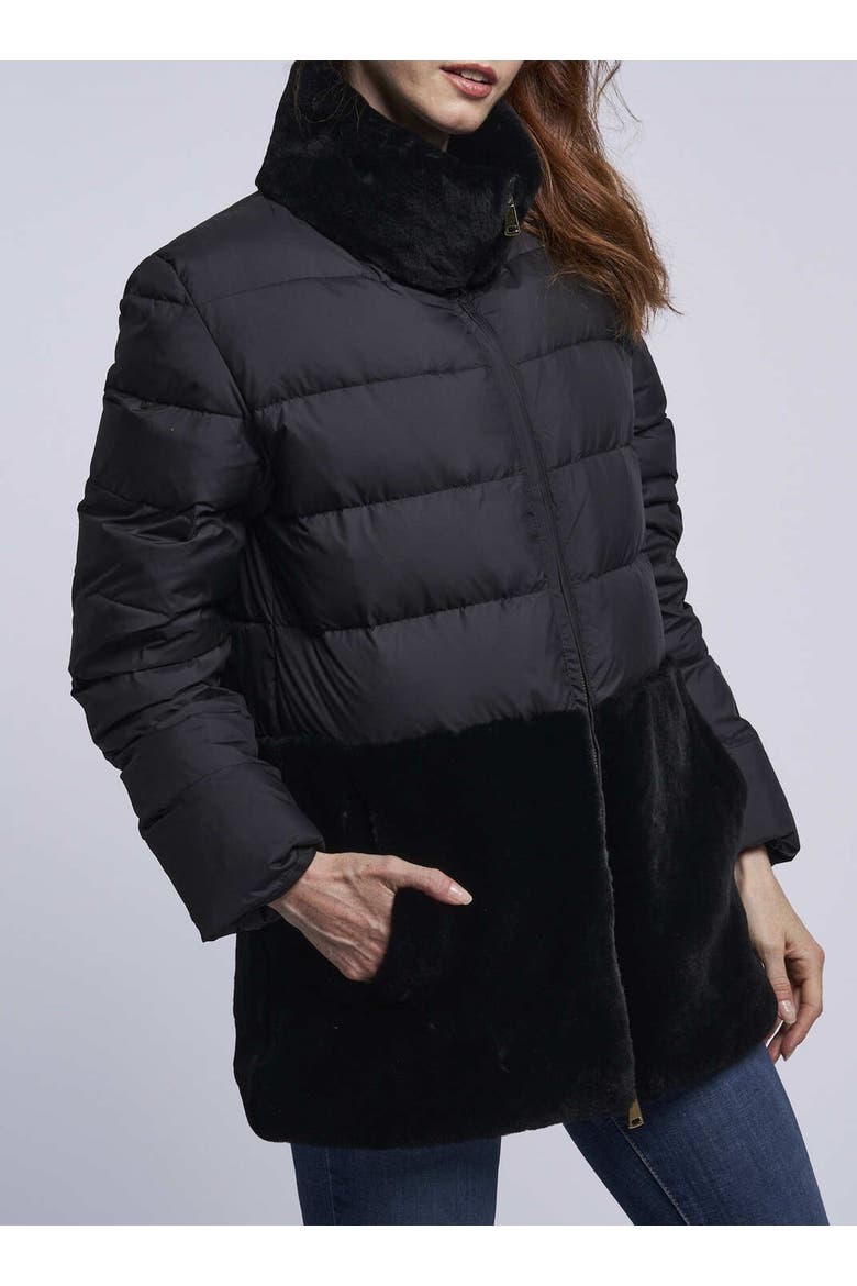 Down and Shearling Jacket, Alternate, color, Black