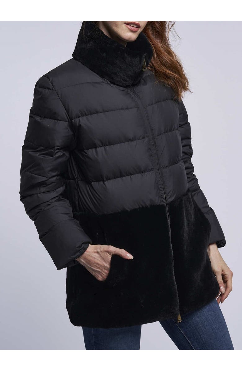 Blue Duck Down and Shearling Jacket, Alternate, color, Black