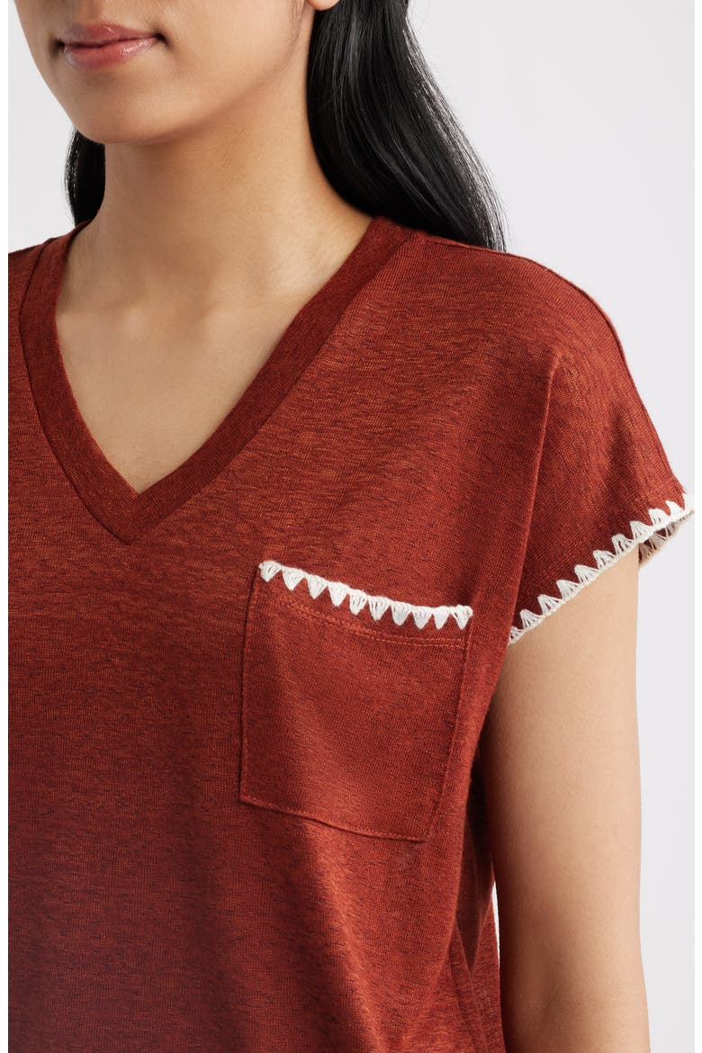 Whipstitch Pocket T-Shirt, Alternate, color, BRANDY BROWN/ NATURAL