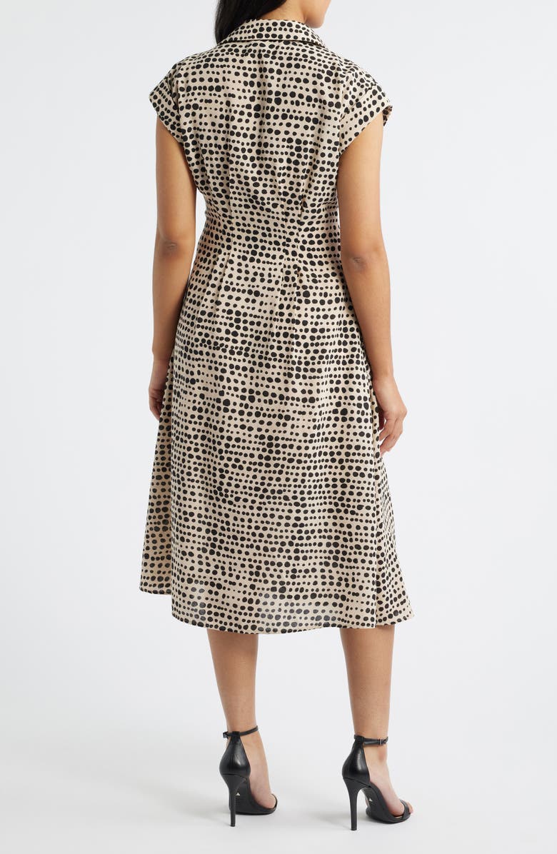 Julia Jordan Mixed Dot Print Midi Shirtdress, Alternate, color, Black Multi