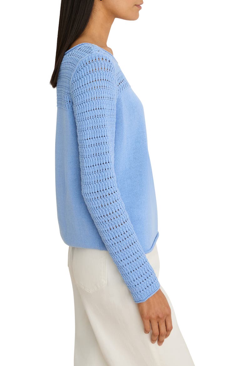 Placed Pointelle Cotton Blend Sweater, Alternate, color, FRENCH BLUE