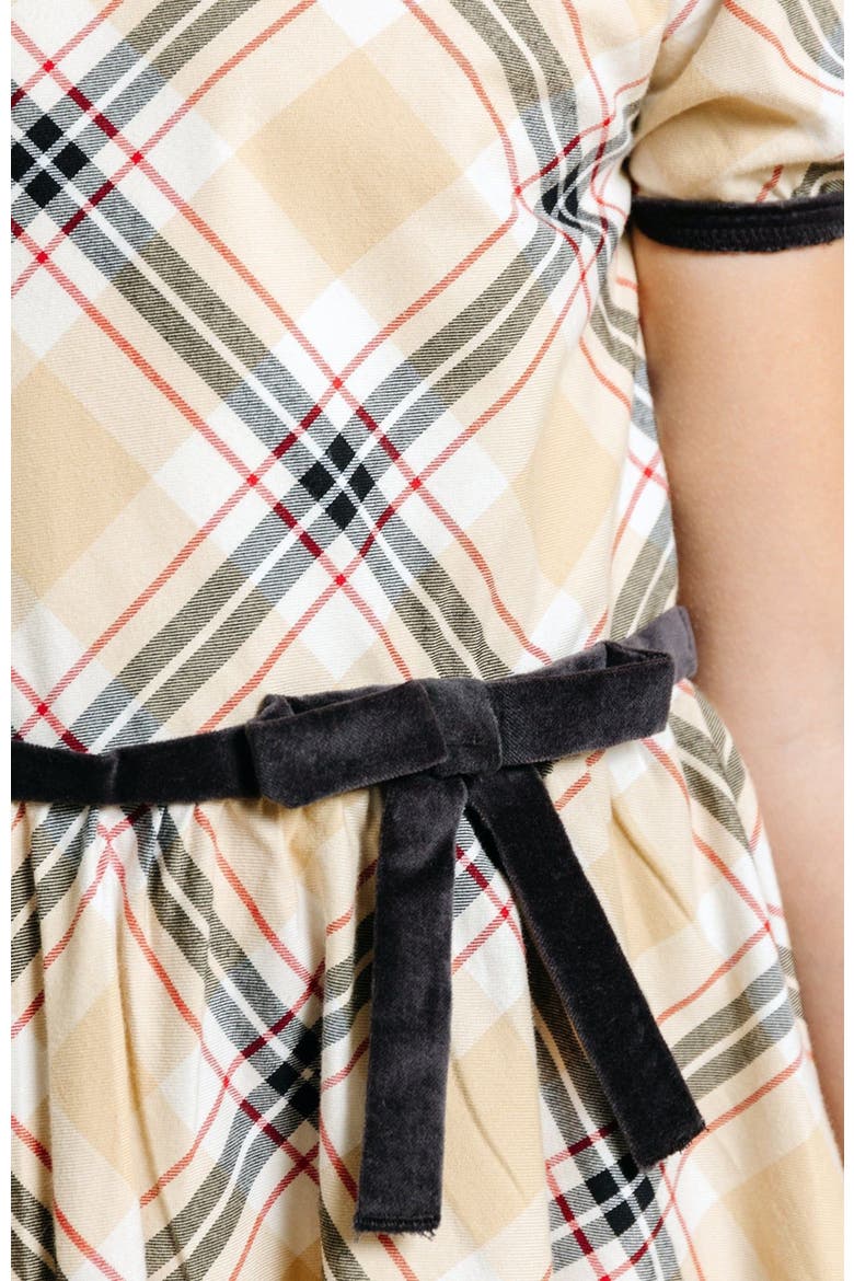 Girls' Puff Sleeve Party Dress, Kids, Alternate, color, Classic Tan Plaid