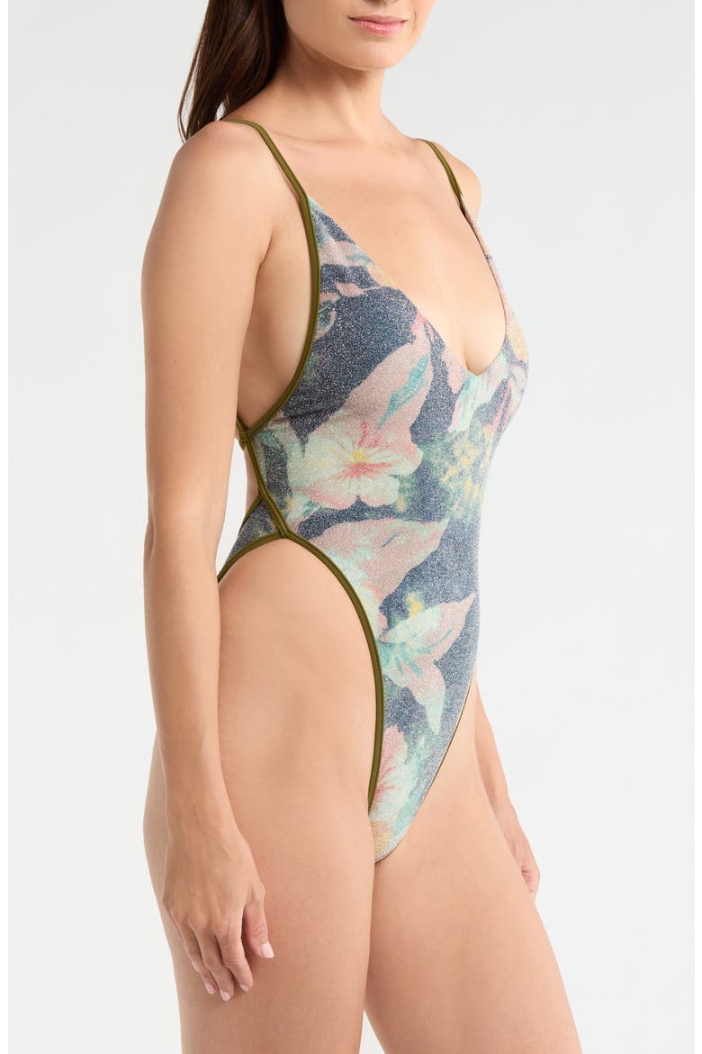 Amber Metallic Printed One-Piece Swimsuit, Alternate, color, FLOWER RIOT