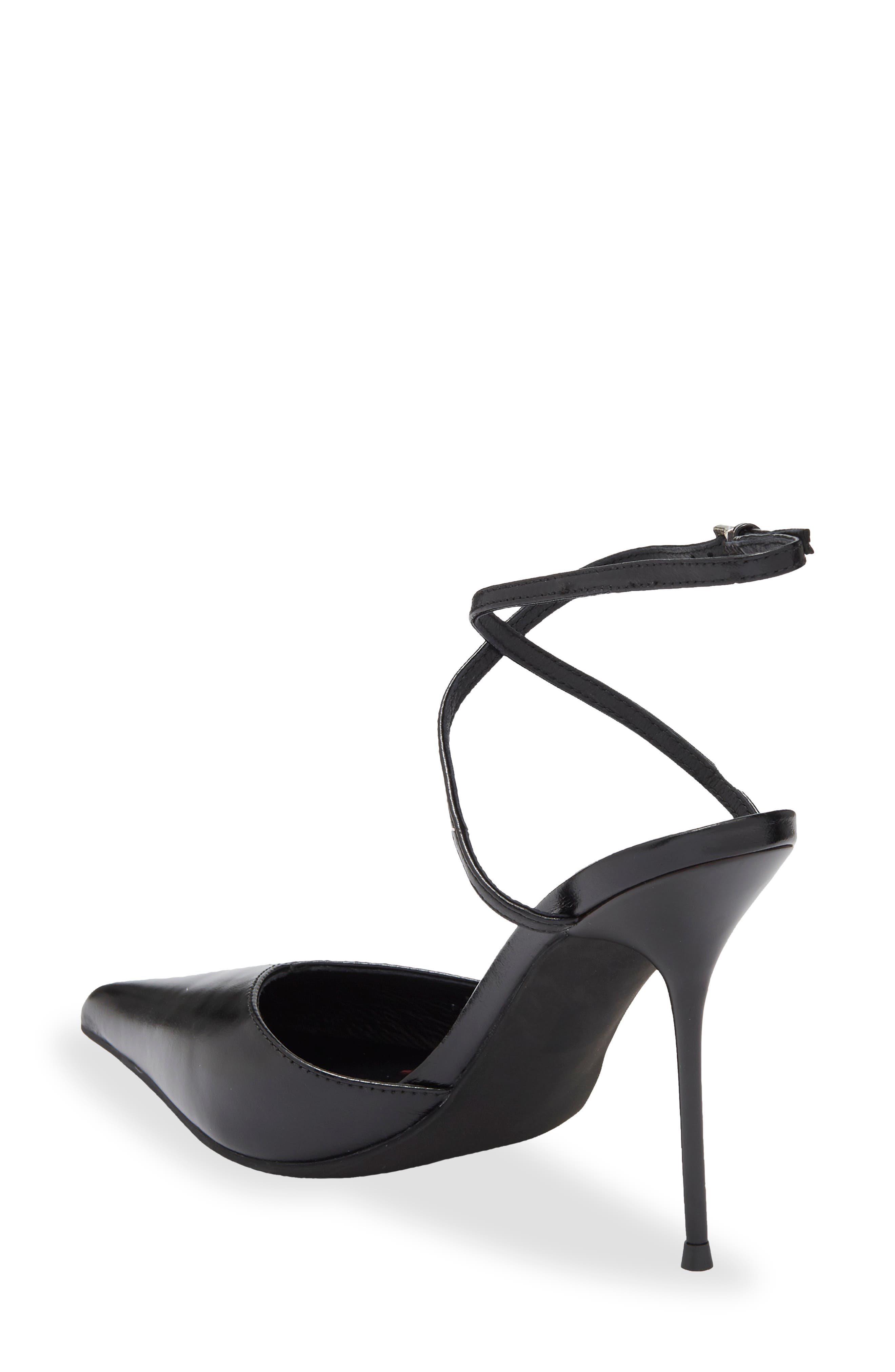 Bordeaux Ankle Strap Pointed Toe Pump, Alternate, color, BLACK