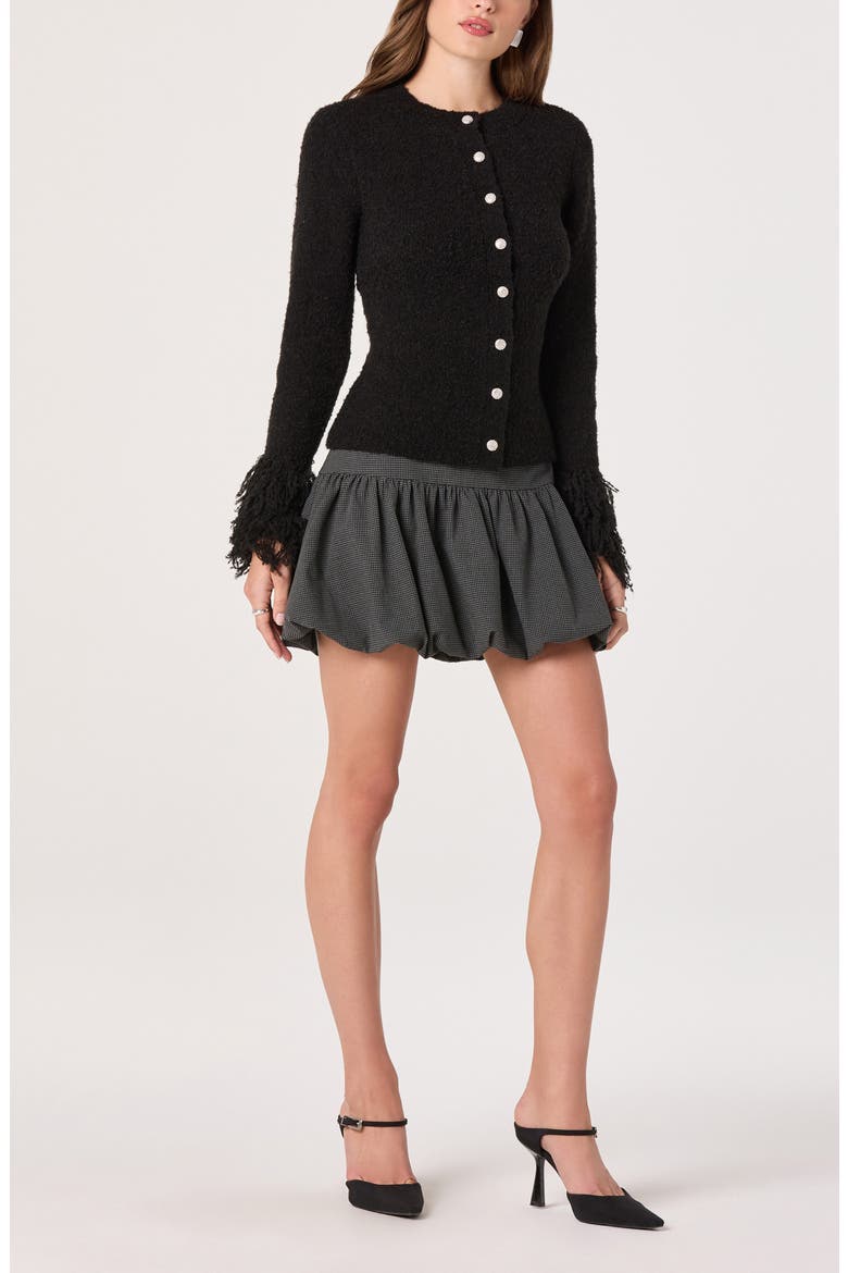 Fringe Sleeve Cardigan, Alternate, color, BLACK