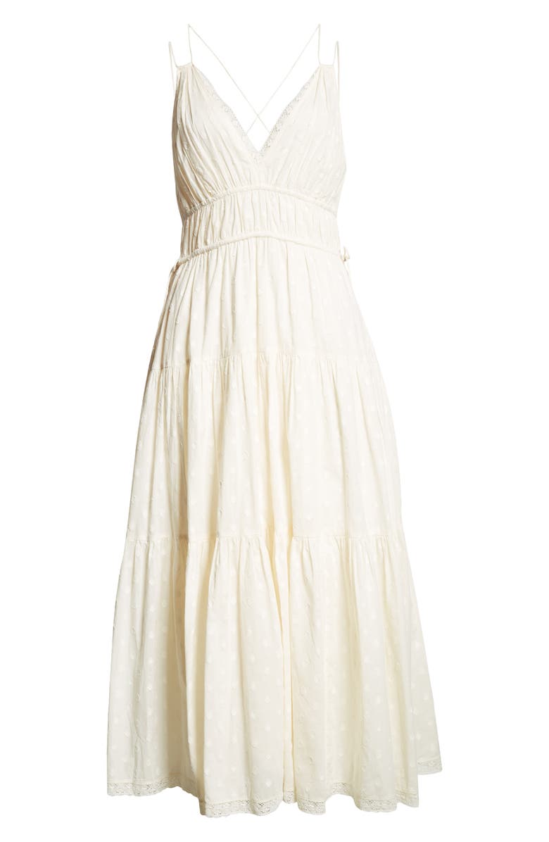 Ulla Johnson Freya Circle Jacquard Tiered Cotton Dress, Alternate, color, Pristine