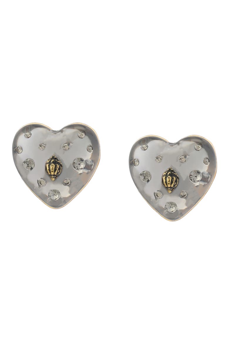 Resin Heart Stud Earrings, Alternate, color, BLACK SMOKE
