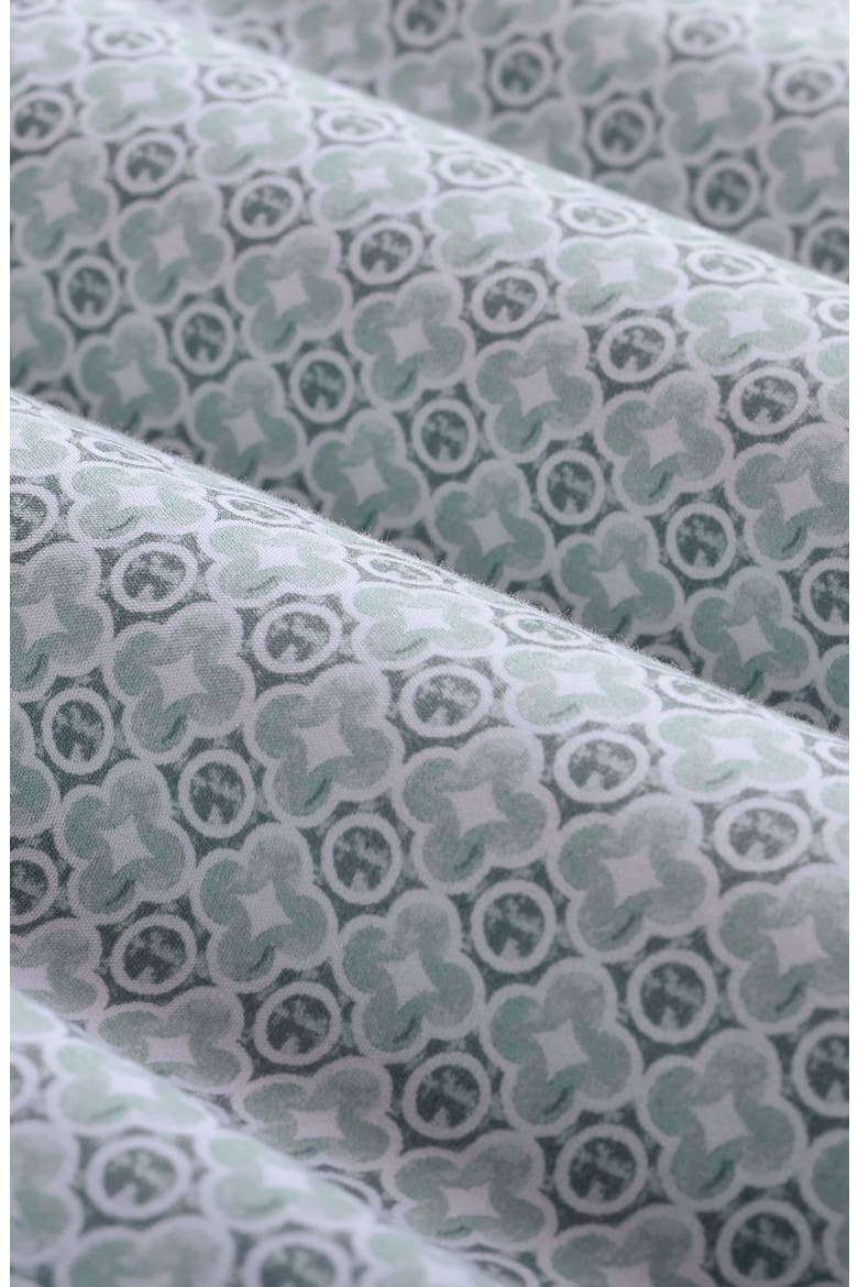 Julian Shaped Fit Quatrefoil Print Stretch Cotton Button-Up Shirt, Alternate, color, SEAFOAM