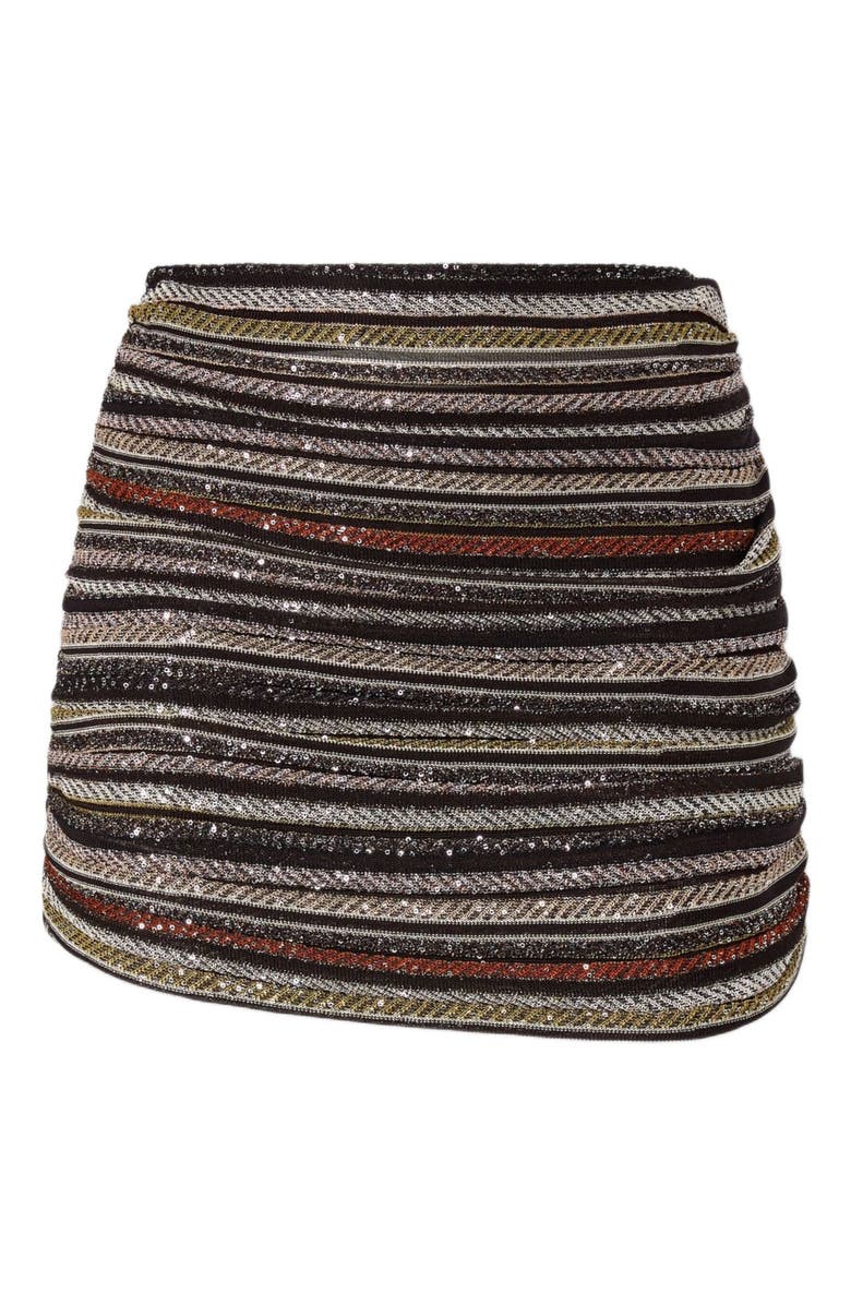 Missoni Asymmetrical Mini Skirt In Herringbone Stripe Knit, Alternate, color, Multicoloured