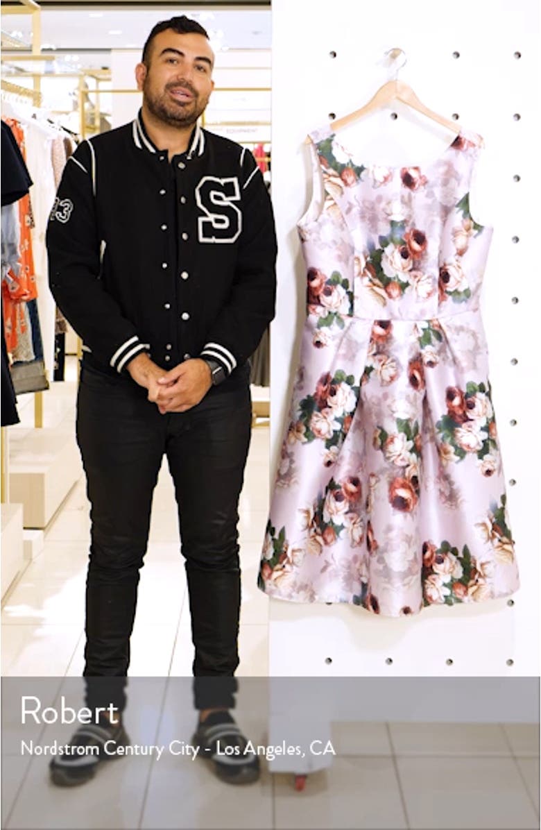 Marilyn Floral Print Satin Cocktail Dress, sales video thumbnail