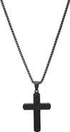 HMY JEWELRY Men's Black Stainless Steel Cross Pendant Necklace