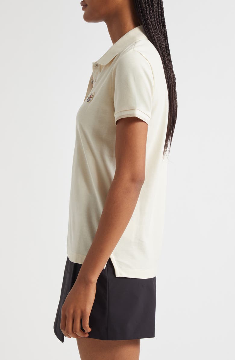 Moncler Logo Patch Cotton Piqué Polo, Alternate, color, Silk White