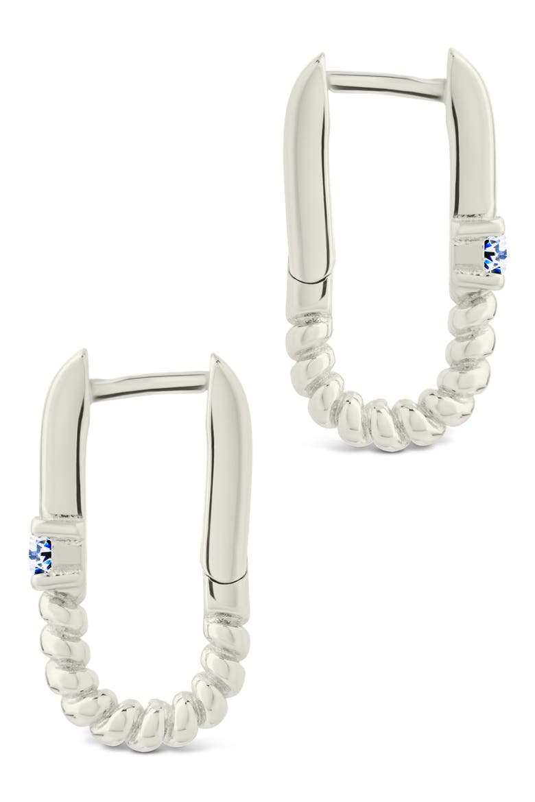 Anna Textured Cubic Zirconia Oval Hoop Earrings, Alternate, color, SILVER