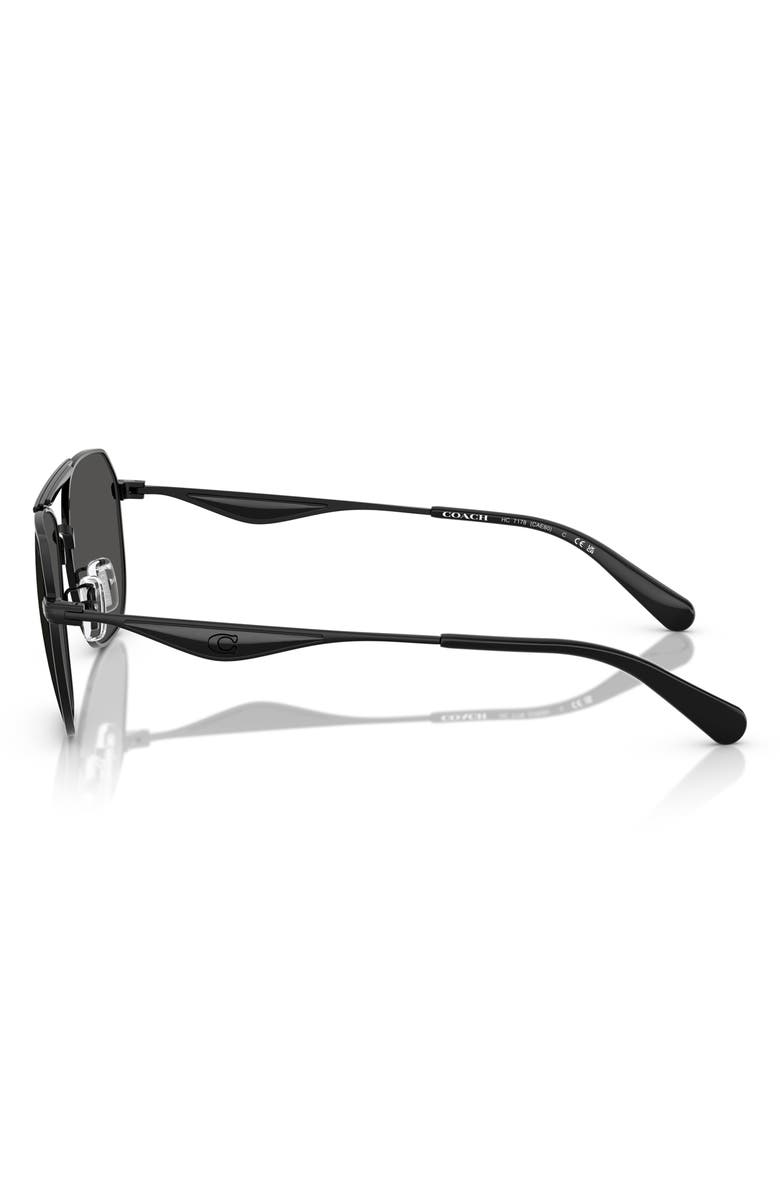 COACH 57mm Pilot Sunglasses, Alternate, color, Satin Black / Black / Grey