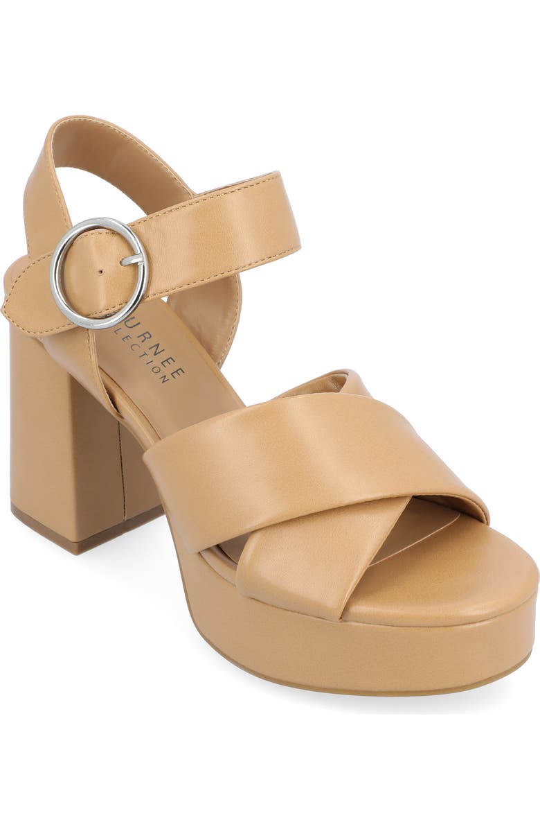 Journee Collection Akeely Block Heel Platform Sandal, Main, color, Tan