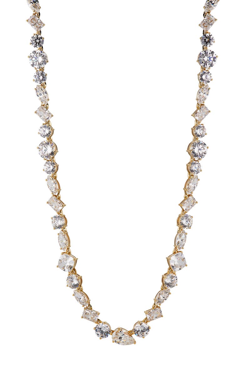 Large Cubic Zirconia Choker Necklace, Main, color, GOLD