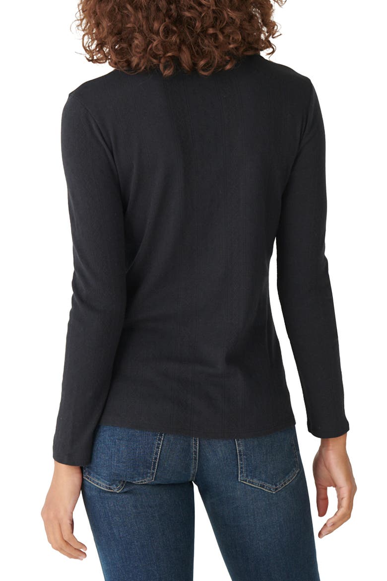 Pointelle Henley Shirt, Alternate, color, LUCKY BLACK