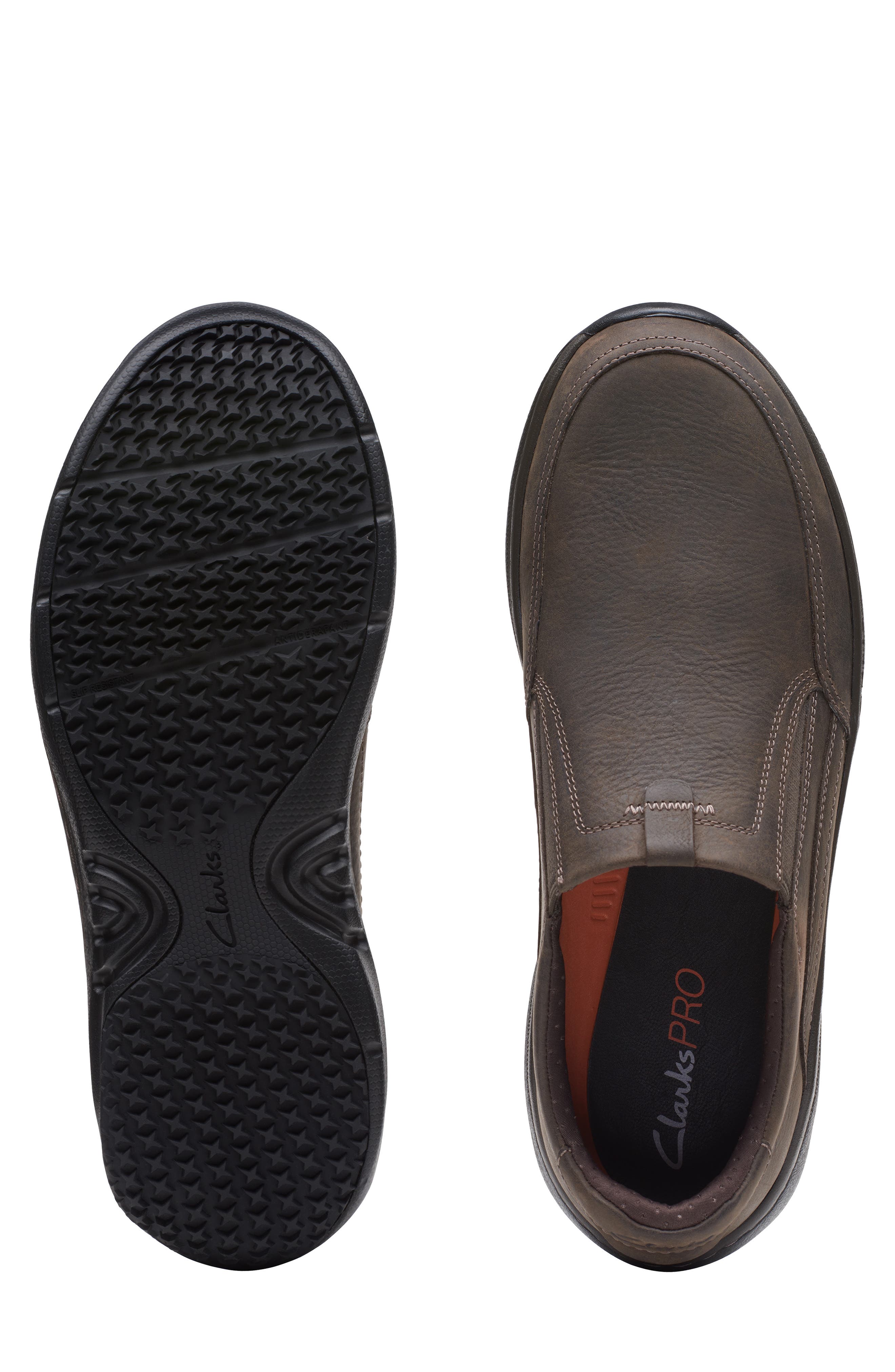 Clarks<sup>®</sup> Pro Step Slip Resistant Loafer, Alternate, color, Dark Brown Tumbled