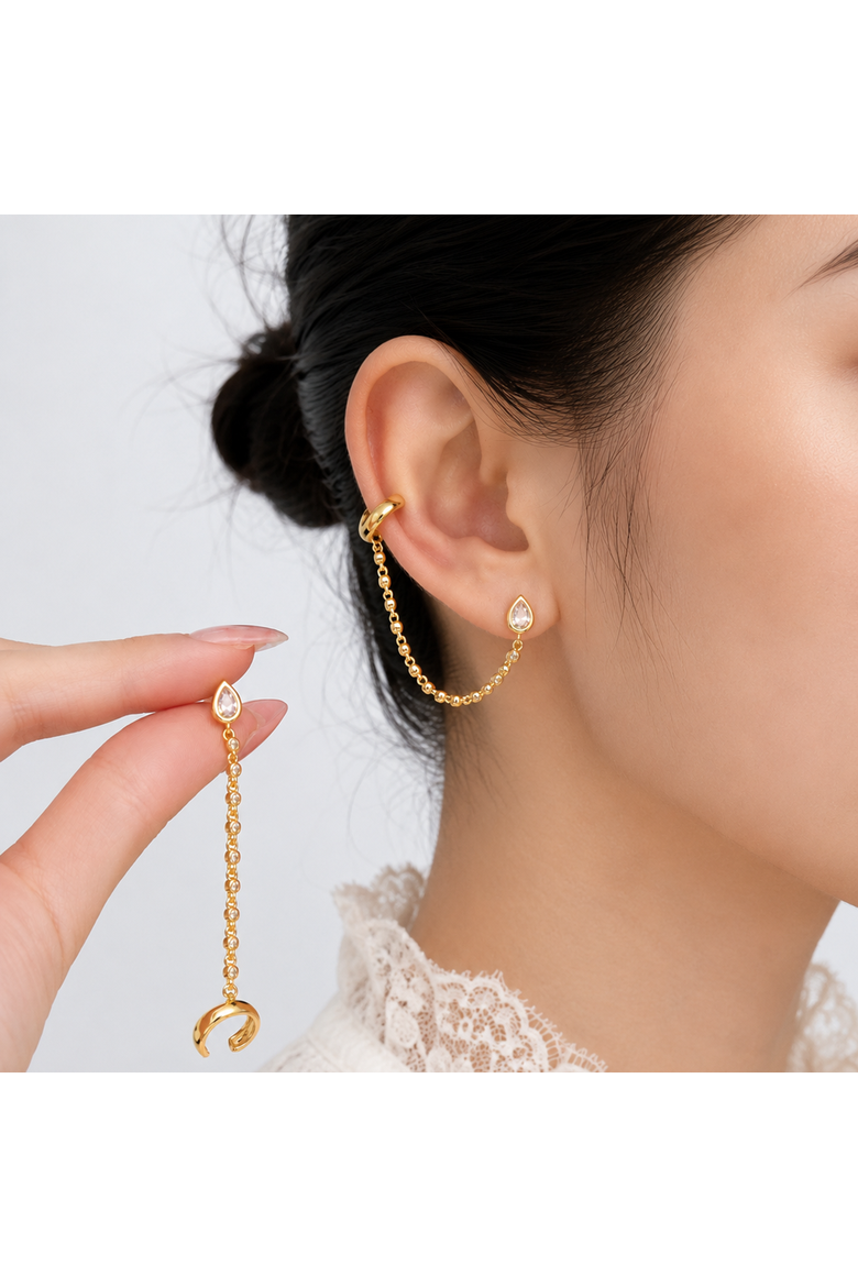 Luna Ear Cuff Earrings, Alternate, color, Gold
