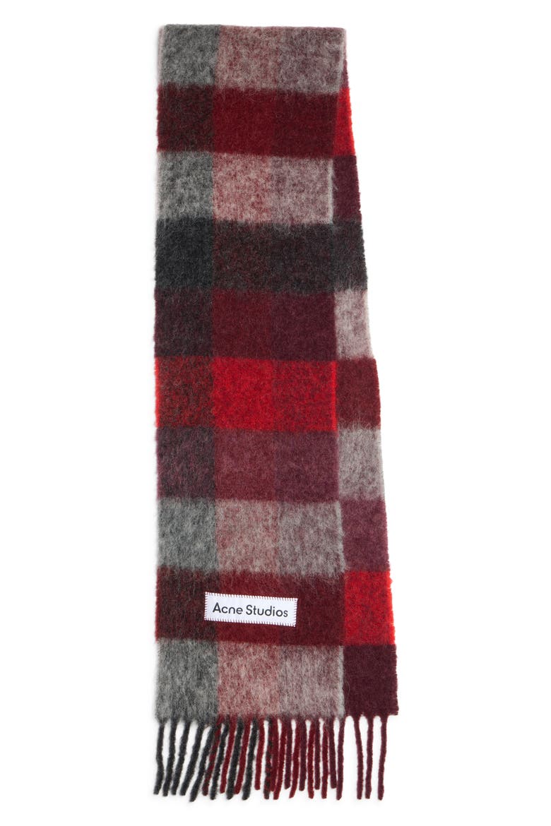 Vally Plaid Alpaca, Wool & Mohair Blend Scarf, Main, color, RED/ BLACK