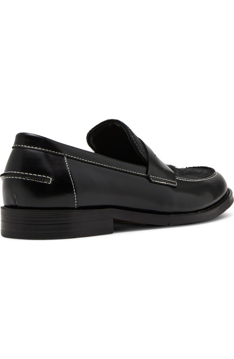 Madden Men's Natan Genuine Calf Hair Penny Loafer, Alternate, color, Black Leather