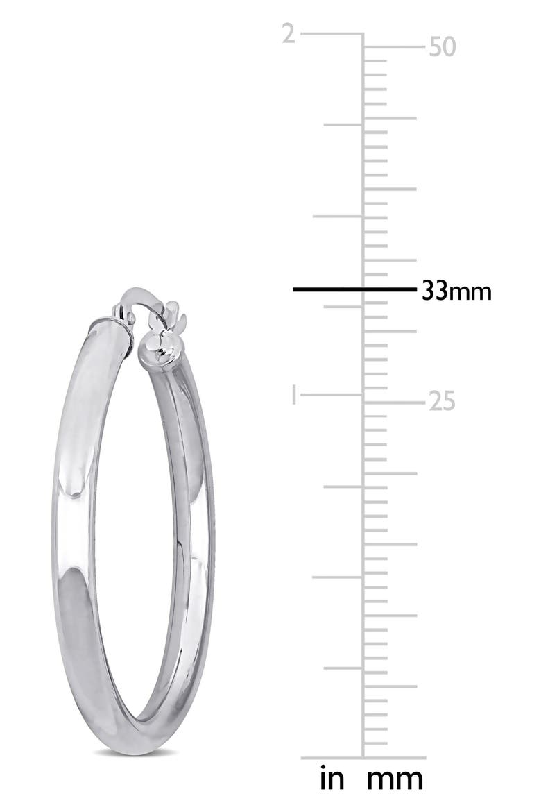 10K Gold Hoop Earrings, 33mm, Alternate, color, WHITE GOLD