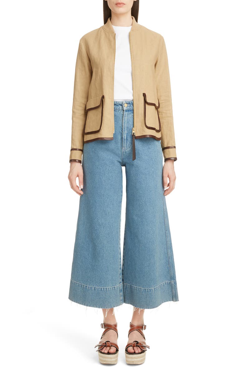 Loewe Crop Wide Leg Jeans, Alternate, color, 