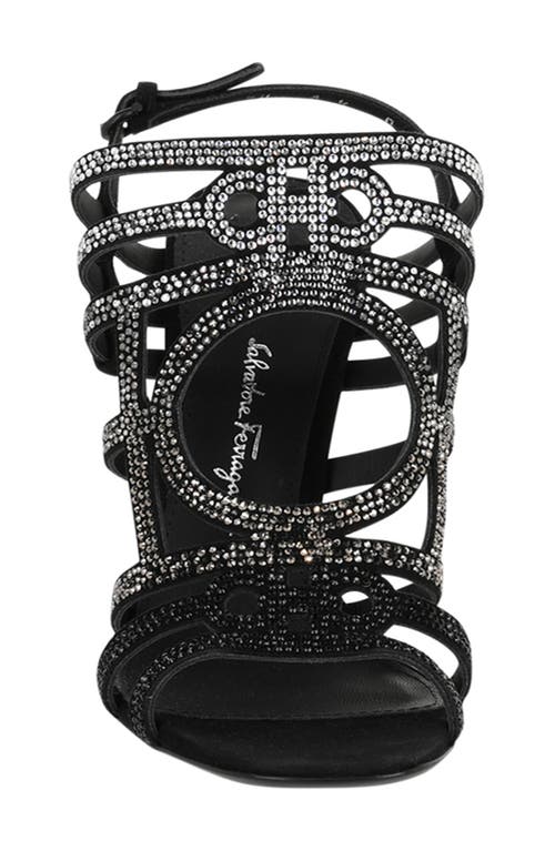 Ferragamo Florenza Crystal-embellished Slingback Heel Sandals In Black