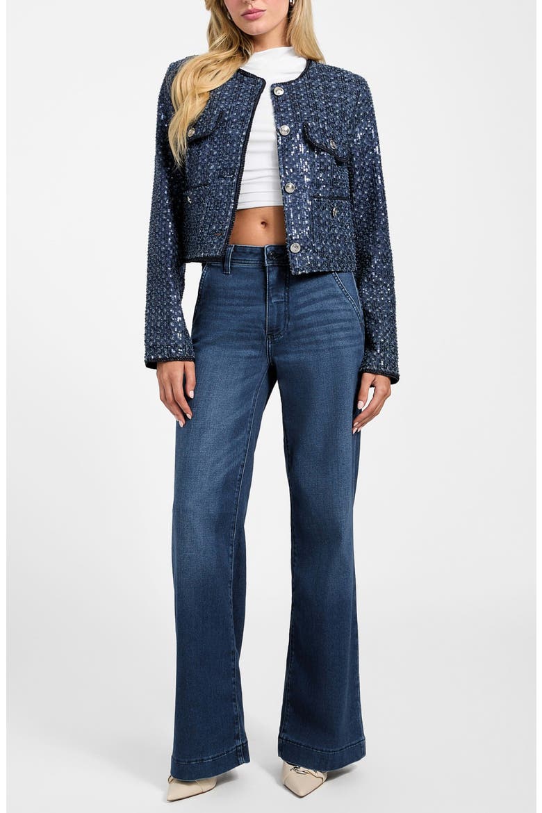 Elisa Sequin Crop Jacket, Alternate, color, BLUE