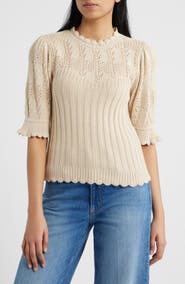 Wit & Wisdom Mixed Stitch Elbow Sleeve Sweater