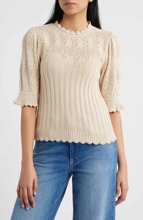 Mixed Stitch Elbow Sleeve Sweater