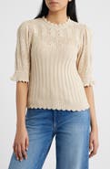 Wit & Wisdom Mixed Stitch Elbow Sleeve Sweater