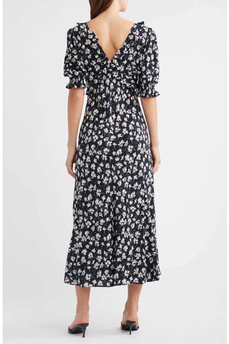 Annmarie Floral Chiffon Midi Dress, Alternate, color, ONYX DANDELION