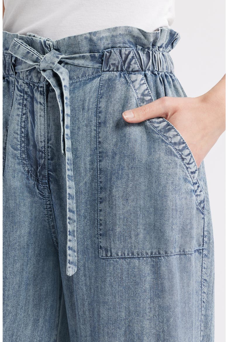 Acid Wash Tie Front Crop Wide Leg Chambray Pants, Alternate, color, BLUE ACID RINSE