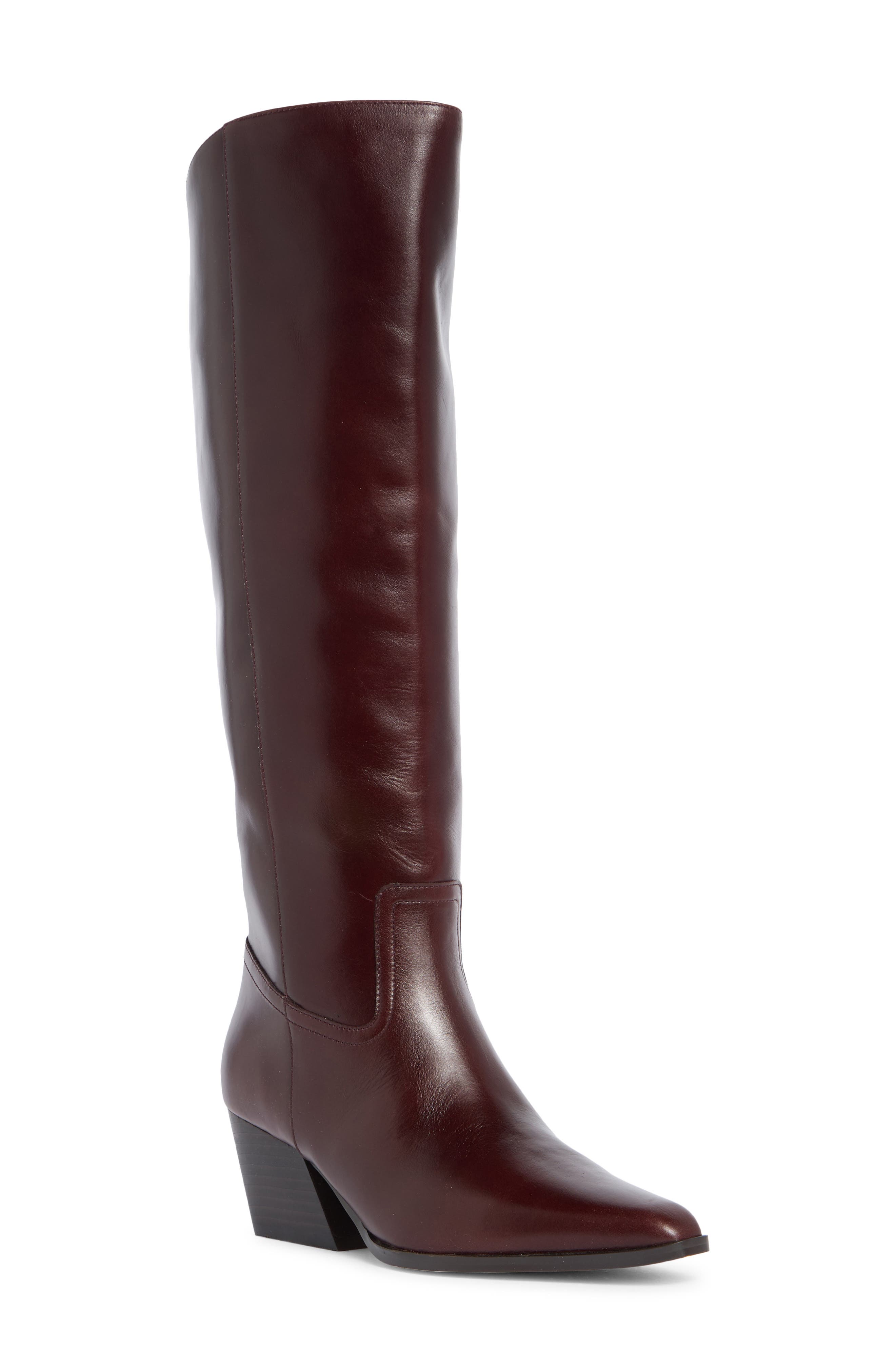 Rodessa Knee High Boot, Main, color, BURGUNDY LEATHER
