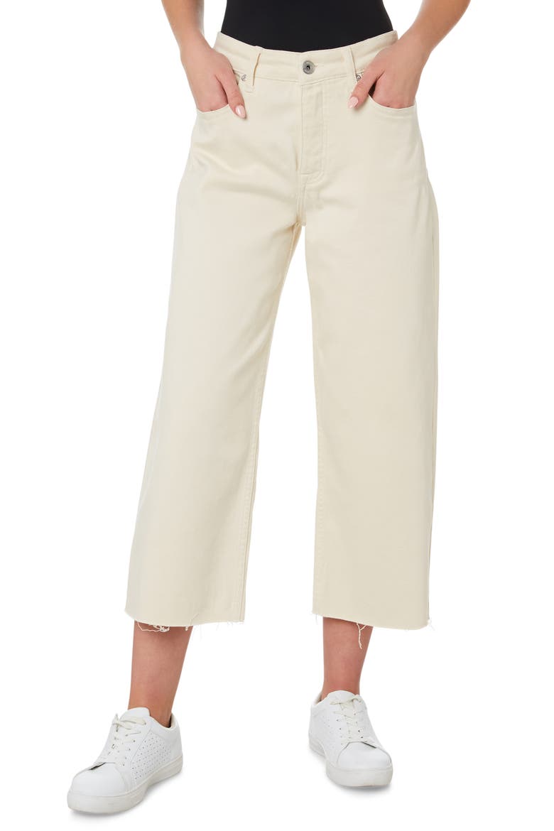 Sienna Organic Stretch Cotton Wide Leg Crop Jeans, Main, color, ECRU