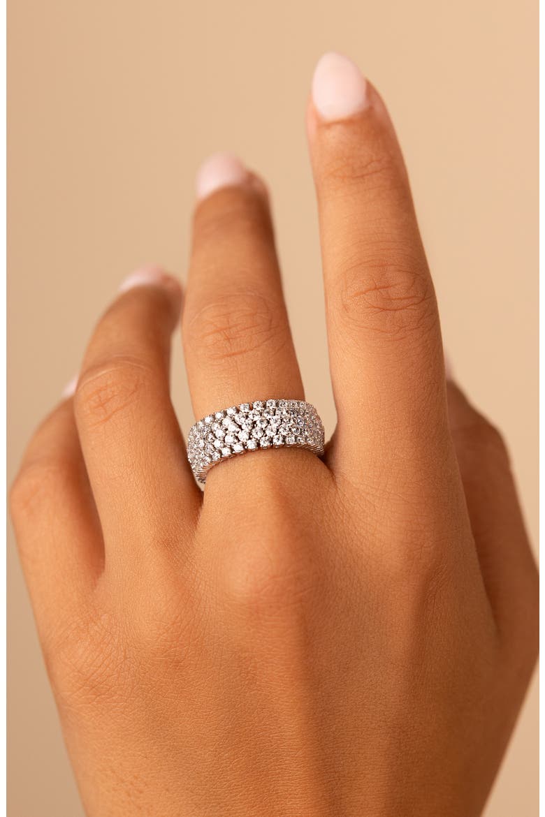 Yvonne Cubic Zirconia Eternity Band Ring, Alternate, color, SILVER
