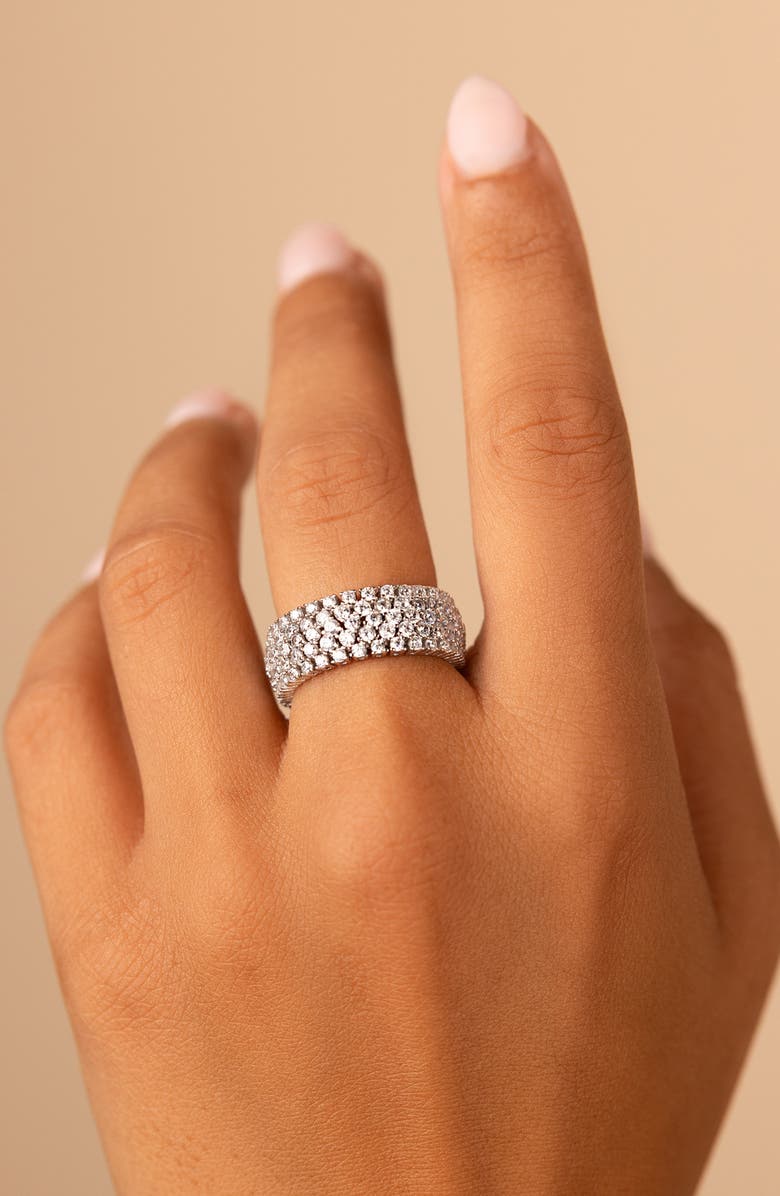 Sterling Forever Yvonne Cubic Zirconia Eternity Band Ring, Alternate, color, Silver