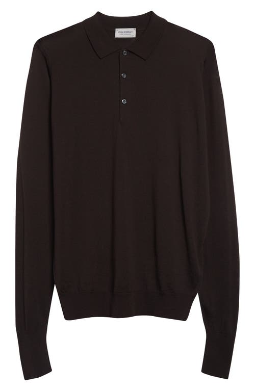 John Smedley Cotswold Wool Polo Sweater In Black