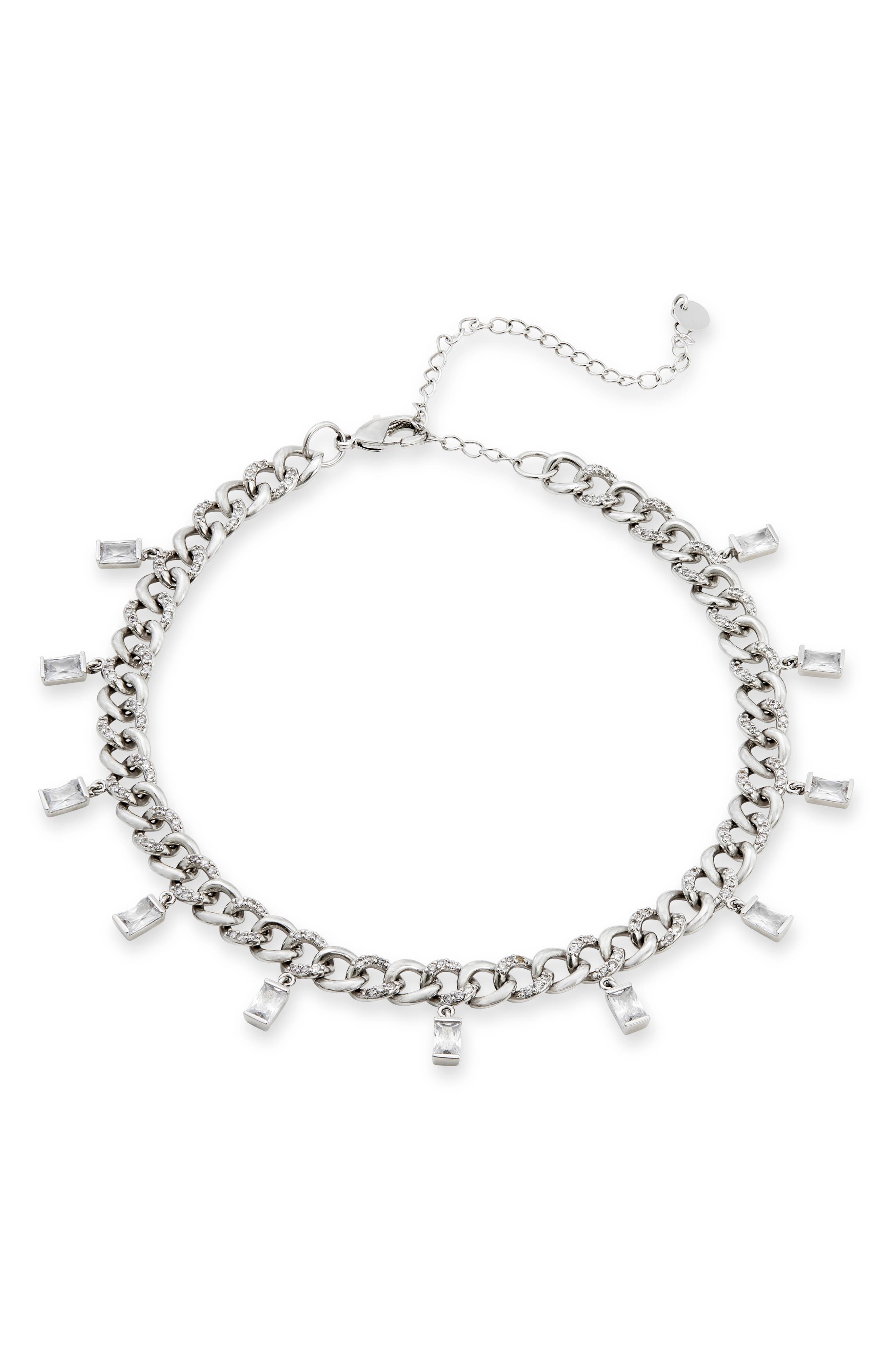 SAVVY CIE JEWELS Curb Chain Fringe Necklace