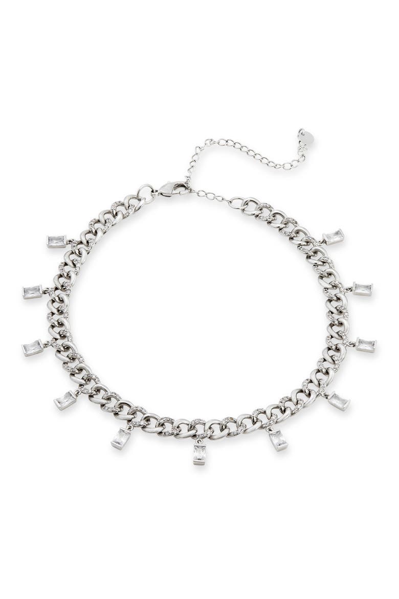 Curb Chain Fringe Necklace, Main, color, WHITE