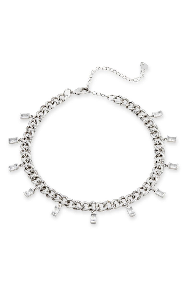 SAVVY CIE JEWELS Curb Chain Fringe Necklace, Main, color, White
