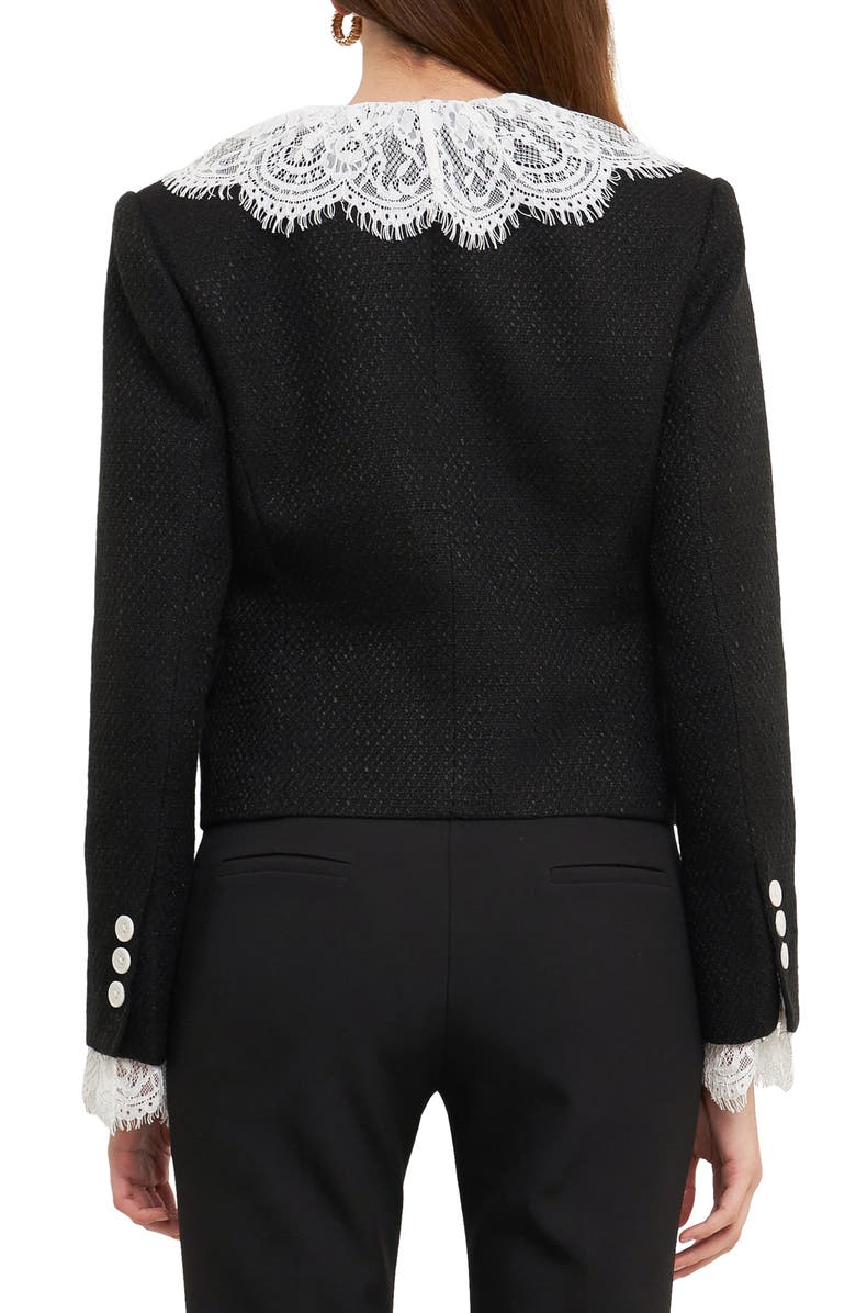 Endless Rose Lace Collar Tweed Crop Blazer, Alternate, color, 